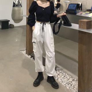 Harem Cargo Pants / Puff-sleeve Blouse