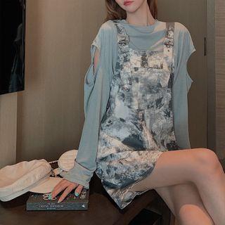 Set: Plain Long-sleeve T-shirt + Jumper Dress