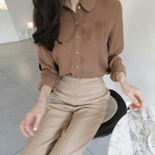 Peter-pan Collar Pintuck-detail Blouse