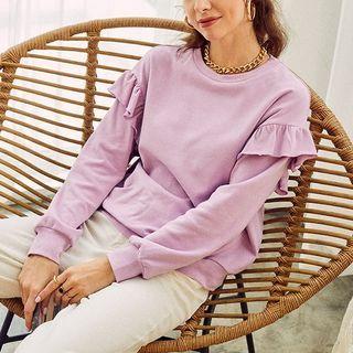 Long-sleeve Ruffled Sweatshirt