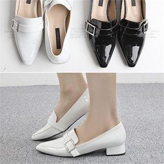 Pointy-toe Buckled Patent Loafers