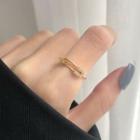 Safety Pin Rhinestone Sterling Silver Open Ring