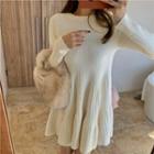 V-neck Cardigan / Ribbed Knit Dress