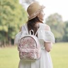Printed Lace-panel Cotton Backpack