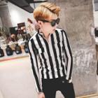 Long-sleeve Striped Zip Top