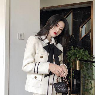 Bow Loose-fit Blazer / Pleated A-line Skirt