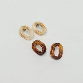 Faux-marble Hoop Earrings