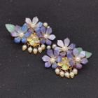 Flower Faux Pearl Hair Clip 1 Pair - I16 - Purple - One Size