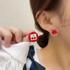 Fruit Plaid Asymmetrical Alloy Earring