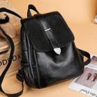 Faux Leather Lightweight Backpack Black - One Size