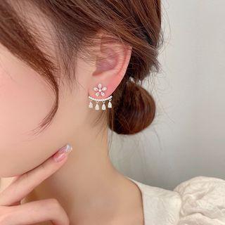 Flower Rhinestone Alloy Fringed Earring 1 Pair - White - One Size
