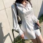 Long Sleeve Pocket Sheath Shirtdress