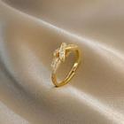 Rhinestone Alloy Open Ring J479 - Gold - One Size