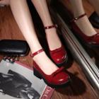 Faux Leather Ribbon Accent High Heel Platform Shoes