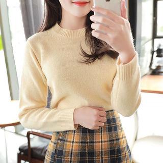 Round-neck Slit-side Knit Top In 11 Colors