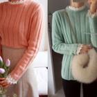 Round-neck Colored Rib-knit Top