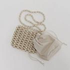Wooden Bead Shoulder Bag & Pouch Ivory - One Size