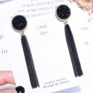 Fringed Ear Stud 1 Pair - Black - One Size