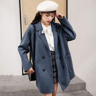 Notch-lapel Dual-pocket Double-breasted Coat