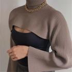 Turtleneck Cropped Sweater Coffee - One Size