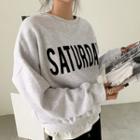 Saturday Letter Cotton Sweatshirt Melange White - One Size