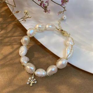 Faux Pearl Bracelet White & Gold - One Size