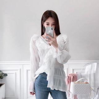 Tie-back Ruffle-trim Blouse