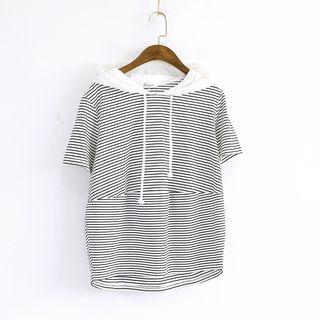 Striped Short Sleeve Hoodie