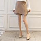 Inset Short Buttoned Mini A-line Skirt