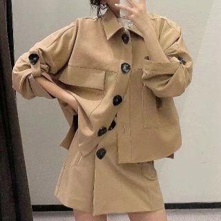 3/4-sleee Single-breasted Jacket