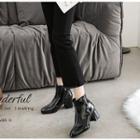 Faux Leather Front-zip Ankle Boots