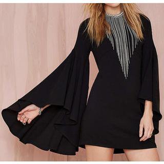 Ruffle-sleeve A-line Dress
