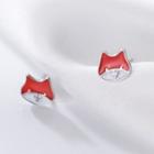 Animal Stud Earring 1 Pair - Red & White - One Size