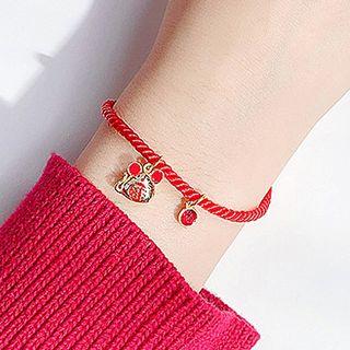 925 Sterling Silver Mouse Red String Bracelet