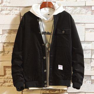 Letter Patch Button Baseball Jacket
