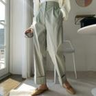 Rollup-hem Wide-leg Dress Pants