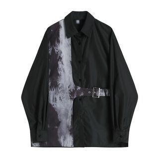 Tie-dyed Panel Blouse Black - One Size