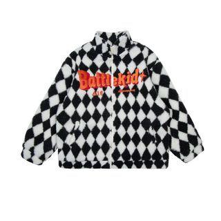 Lettering Check Zip Jacket