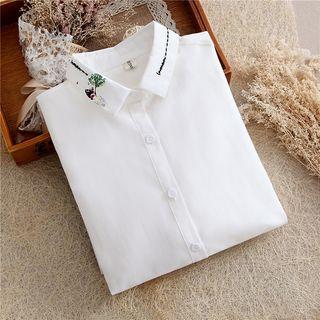 Long-sleeve Embroidered Collar Shirt