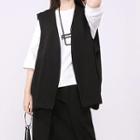 Oversize Open-front Vest Black - One Size
