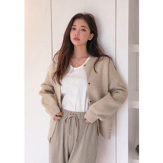 Dual-pocket Snap-button Cardigan
