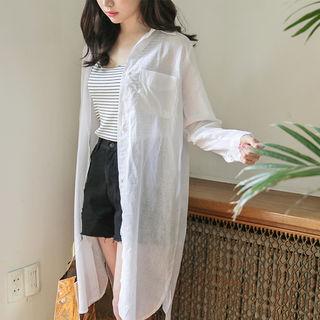 Long-sleeve Linen Blend Shirtdress