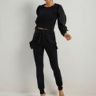 Set: Ruffle Pullover + Cropped Harem Pants