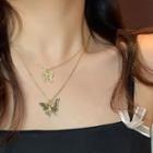 Butterfly Layered Necklace Gold - One Size