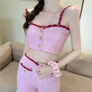 Spaghetti Strap Tweed Top / Pants