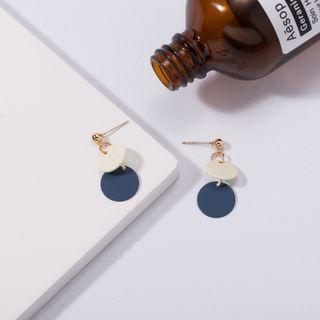 Sterling Silver Disc Ear Stud Era066-03 - 1 Pair - Blue & White & Gold - One Size