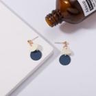 Sterling Silver Disc Ear Stud Era066-03 - 1 Pair - Blue & White & Gold - One Size