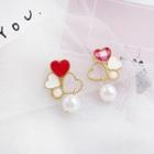 Faux Pearl Alloy Heart Earring