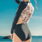 Cut Out Detailed Floral Print Swimsuit