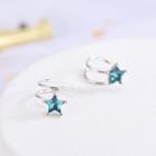 Star Earring 1 Pair - Es355 - Aqua Green Star - Silver - One Size